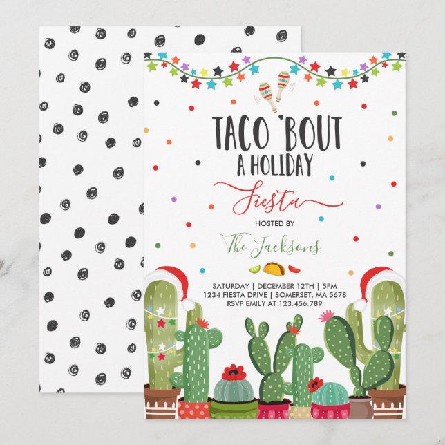 Holiday Fiesta Party Invitation Taco 'Bout A Party (Front/Back)