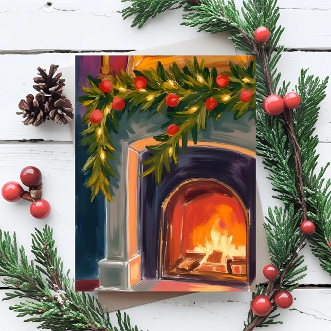 Holiday Fireplace | Christmas Garland Painted Card (Creator Uploaded)