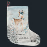 Holiday First Christmas Baby Reindeer Small Christmas Stocking<br><div class="desc">First Christmas with baby reindeer on the forest.</div>