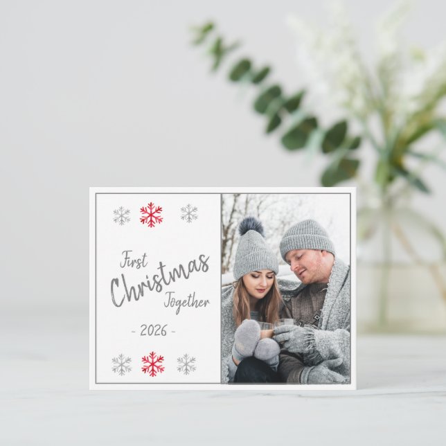 Holiday First Christmas Photo Script Seasonal Post Postcard (Standing Front)
