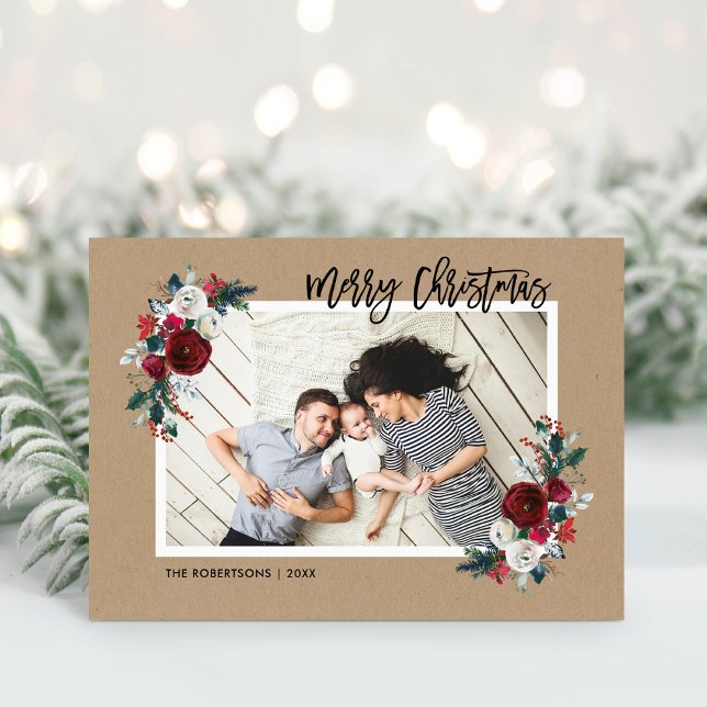 Holiday Floral 2 Photo Folded Christmas (Creator Uploaded)