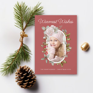 Holiday Floral and Evergreens Botanical Photo Card