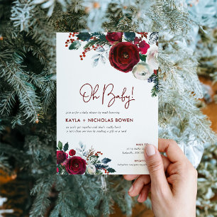 Holiday Floral Baby Shower by Mail Invitation