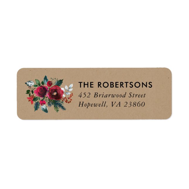 Holiday Floral Christmas Floral Return Address (Front)