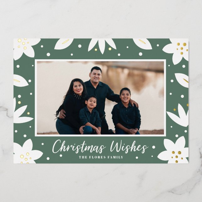 Holiday Floral Christmas Foil Holiday Card (Front)