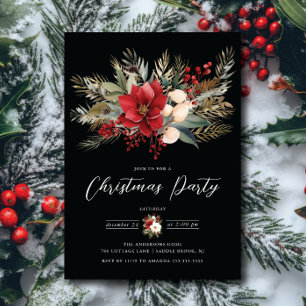 Holiday Floral Christmas Party Invitation
