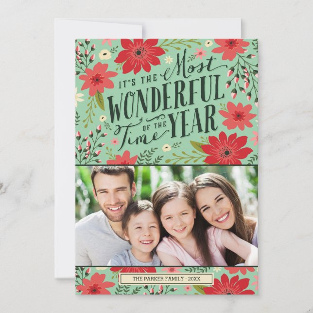 Holiday Floral Photo Card (Front)
