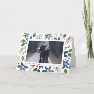 Holiday Floral Photo Greeting Card