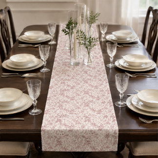Holiday Floral Red Toile Elegant Pattern Short Table Runner