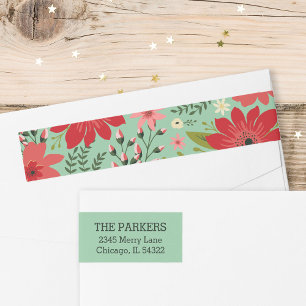 Holiday Floral Return Address Labels