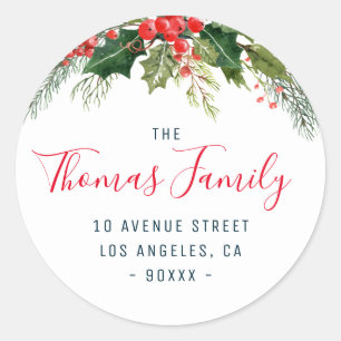 holiday floral return address sticker
