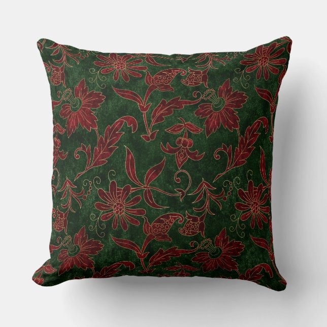 Holiday Floral Throw Pillow (Front)