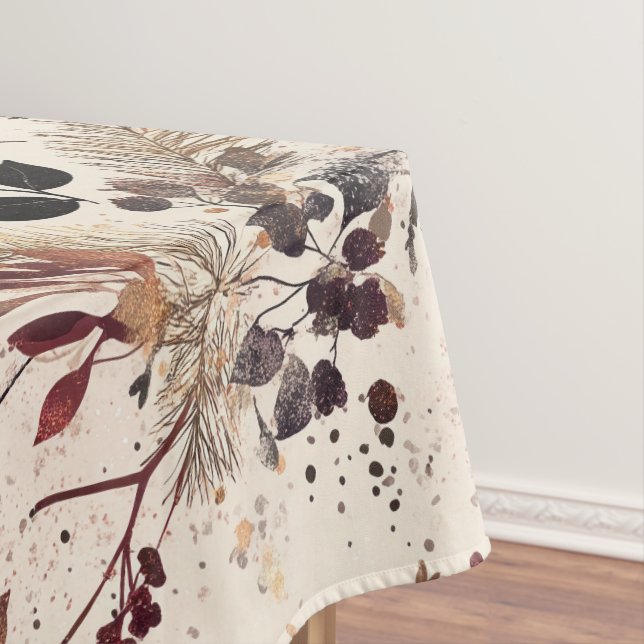 Holiday floral watercolor dried flowers tablecloth (In Situ)