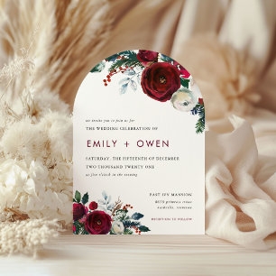 Holiday Floral Winter Wedding Invitation