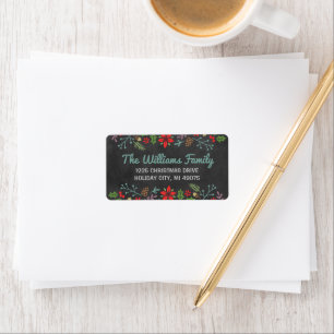Holiday Florals   Chalkboard Return Address Label