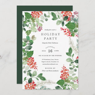 Holiday Florals Christmas Party Invitation