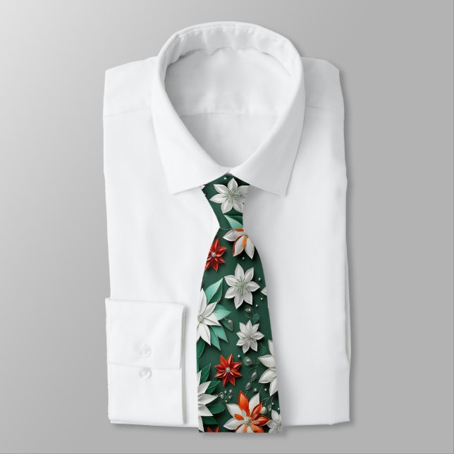 Holiday Florals neck tie (Tied)