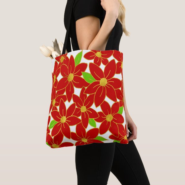 Holiday Flowers 2 Tote Bag (Close Up)