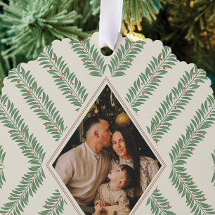 Holiday Foliage Quadrant Ivory and Green Tree Decoration Card