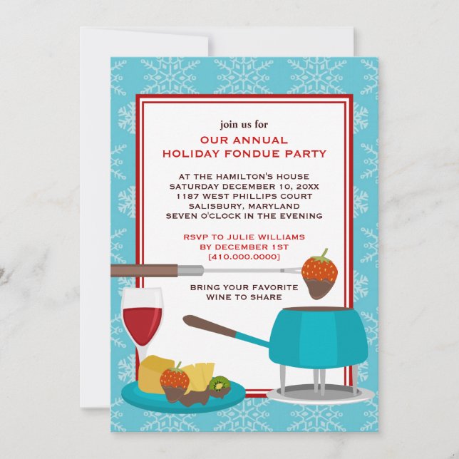 Holiday Fondue Party Invitations (Front)