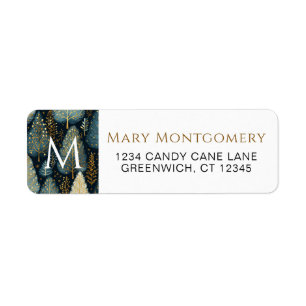 Holiday Forest Christmas Monogram Return Address