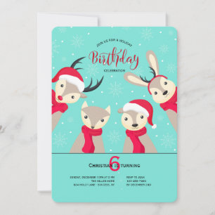 Holiday Forest Friends Invitation