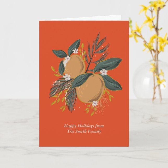 Holiday Fruit Folded Greeting Card (Yellow Flower)