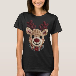 Holiday Fun - Red Nose Reindeer Faux Yarn T-Shirt