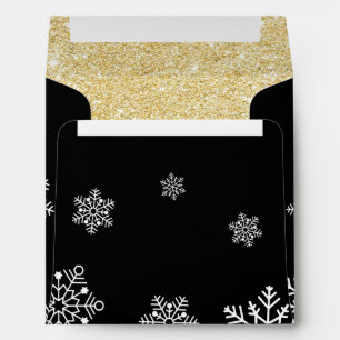 Holiday Gala Black & Gold Snowflakes Envelope