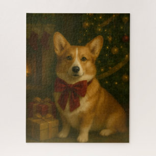 Holiday Game Night Elegant Christmas Corgi Jigsaw Puzzle