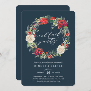 Holiday Garden Wreath Cocktail Party Invitation