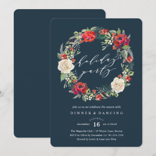 Holiday Garden Wreath Party Invitation