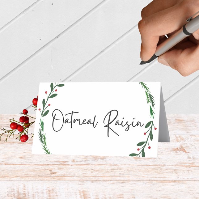 Holiday Garland Folding Food, Drink or Place Cards (Simple Modern Holiday Folding Label Cards for Food and Drink Labels, Place Cards, Contests and More)