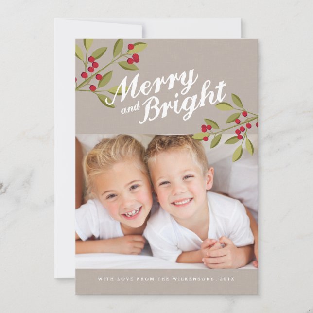 Holiday Garland Merry & Bright Photo Greeting (Front)