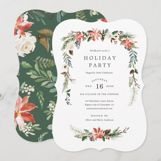 Holiday Garland Party Invitation (Front/Back)