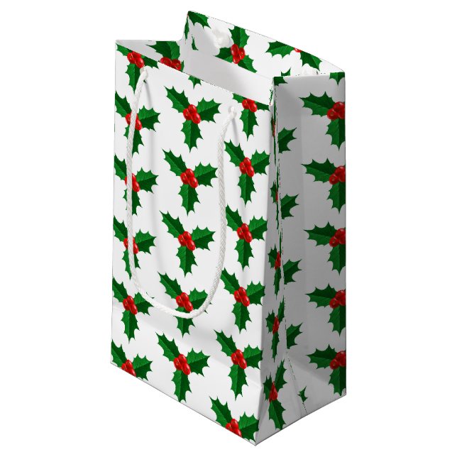 Holiday Gift Bag-Holly Small Gift Bag (Front Angled)