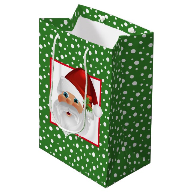 Holiday Gift Bag-Santa Medium Gift Bag (Front Angled)