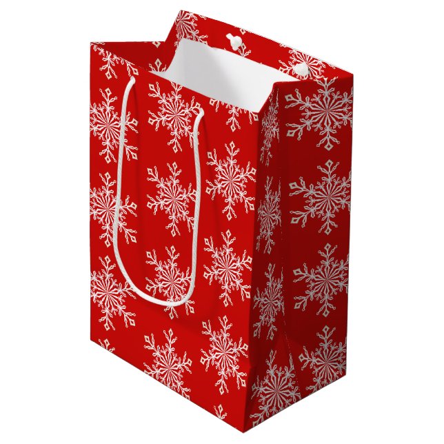 Holiday Gift Bag-Snowflakes Medium Gift Bag (Front Angled)
