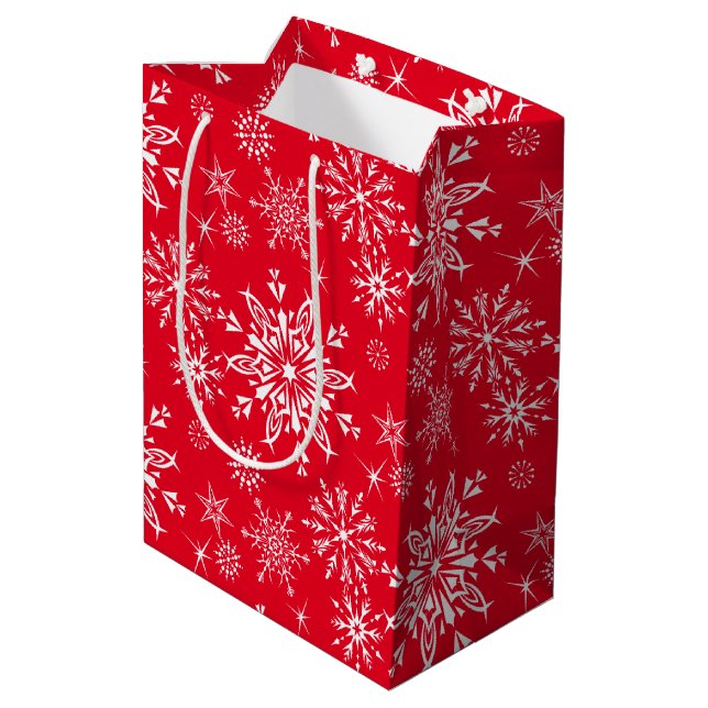 Holiday Gift Bag-Snowflakes Medium Gift Bag (Back Angled)