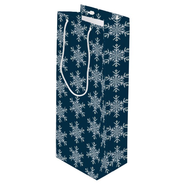 Holiday Gift Bag-Snowflakes Wine Gift Bag (Front Angled)