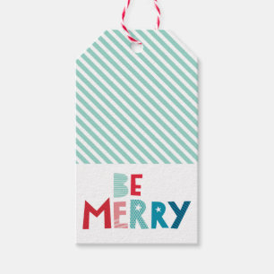 HOLIDAY GIFT be merry fun colourful christmas type Tags