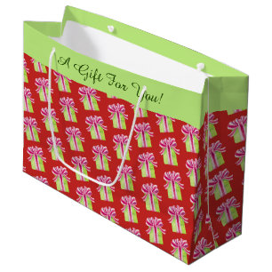 Holiday Gift Box Pattern Large Gift Bag