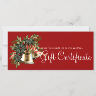 Holiday Gift Certificate Golden Christmas Bells