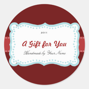 Holiday Gift Label in Red & Blue
