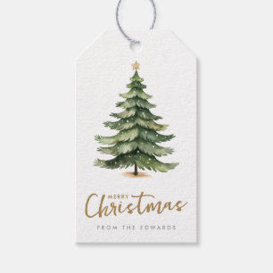 Holiday Gift Tags   Watercolor Christmas Tree Tag
