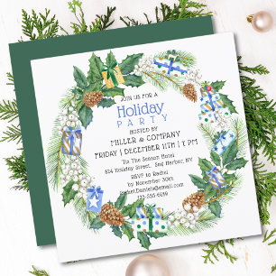 Holiday Gift Wreath Corporate Christmas Party Invitation