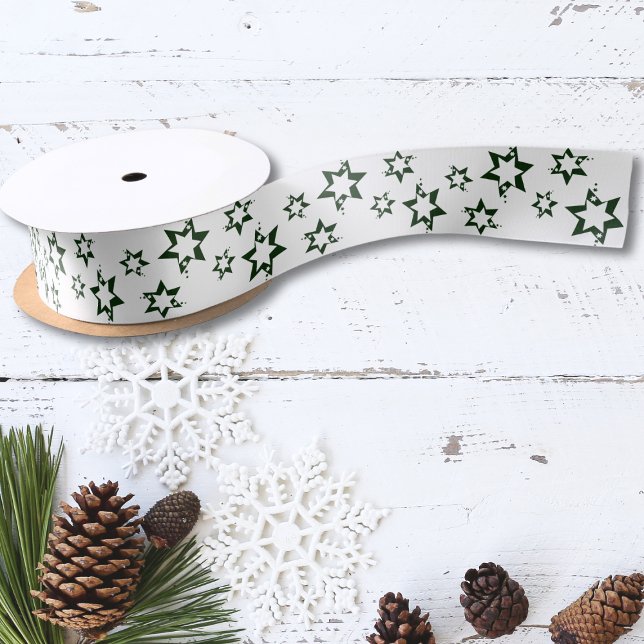 Holiday Gifts Customisable Green Stars Satin Ribbon (Holiday Gifts Customizable Green Stars Satin Ribbon Lawn Care Service Marketing Material)