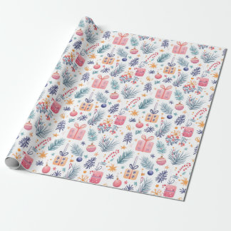 "Holiday Gifts & Greens Pattern" Wrapping Paper