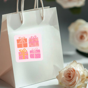 Holiday Gifts Presents Cute Hand-drawn Christmas Square Sticker