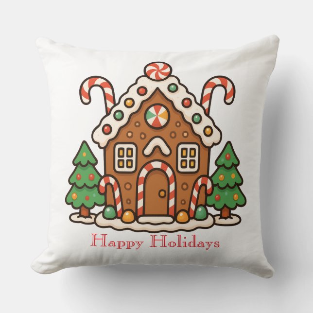 Holiday Gingerbread House Cushion (Front)